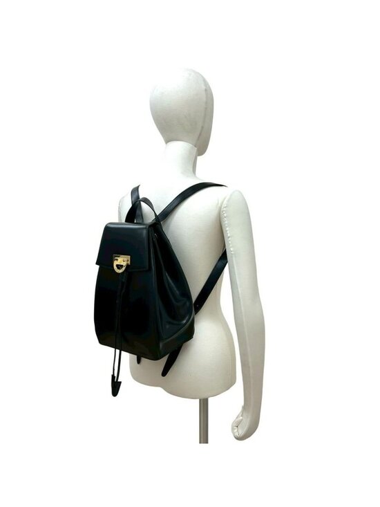 Celine Vintage Logo Calf Leather Backpack Black